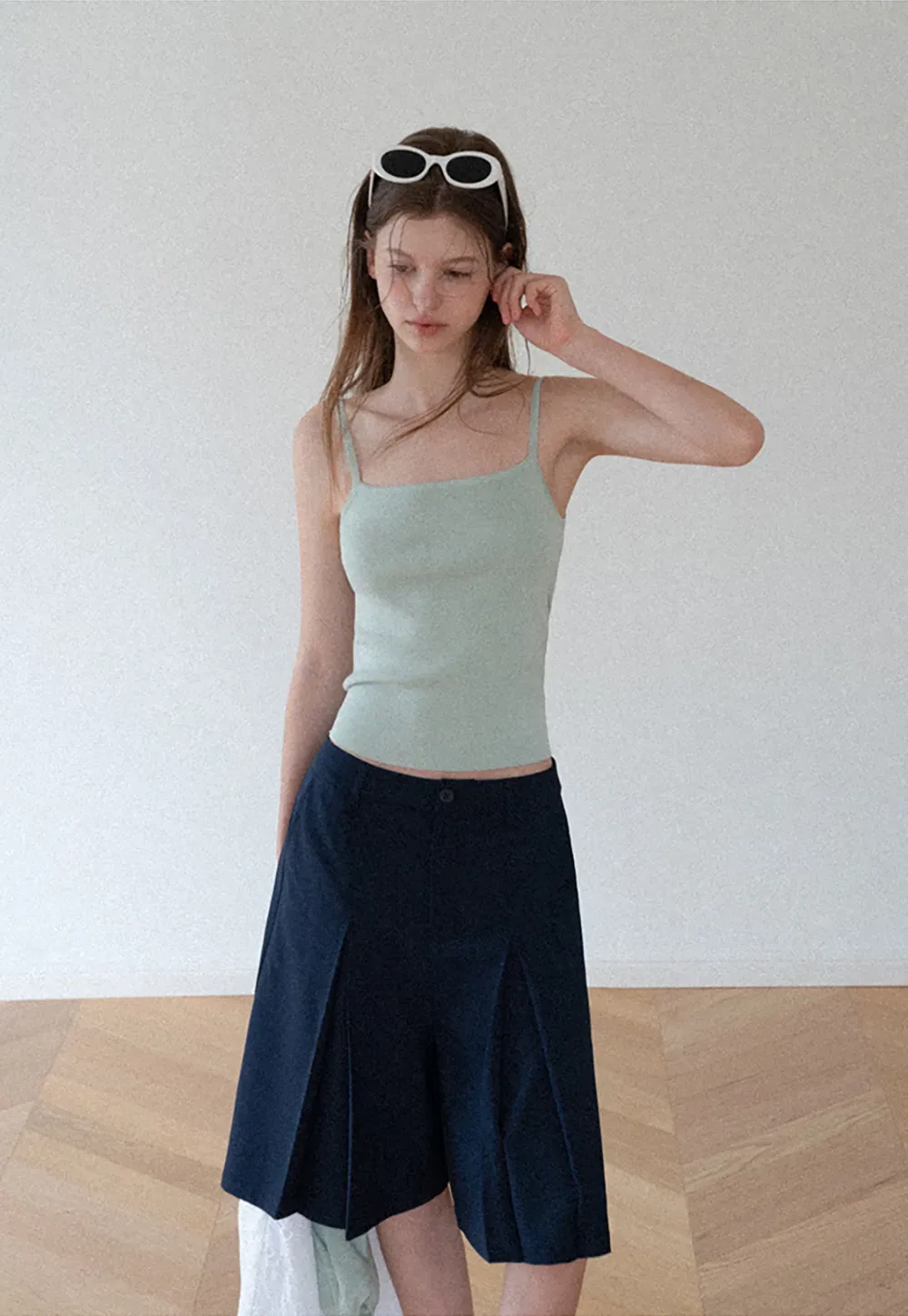 Pleated A-Line Midi Skirt