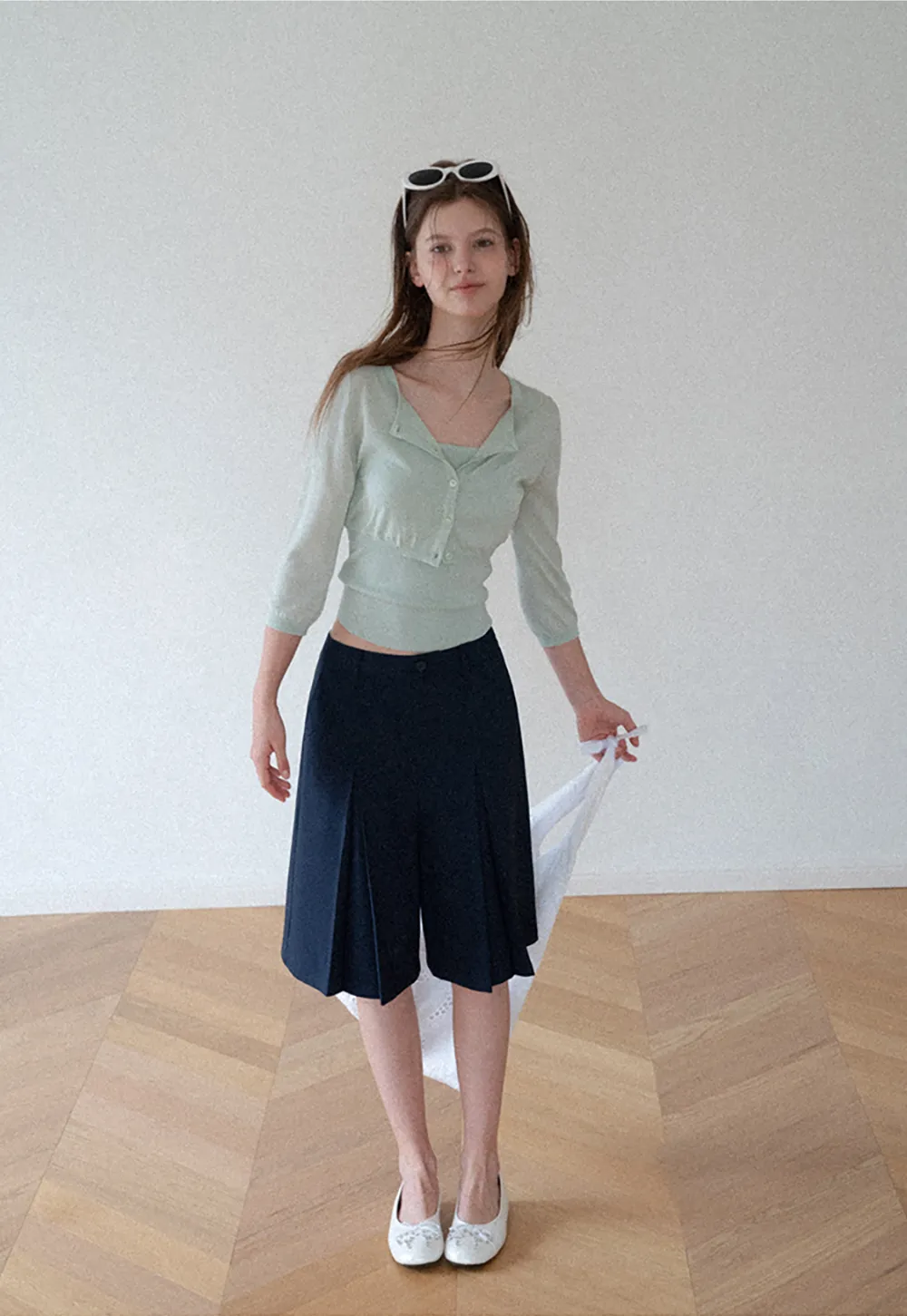 Pleated A-Line Midi Skirt