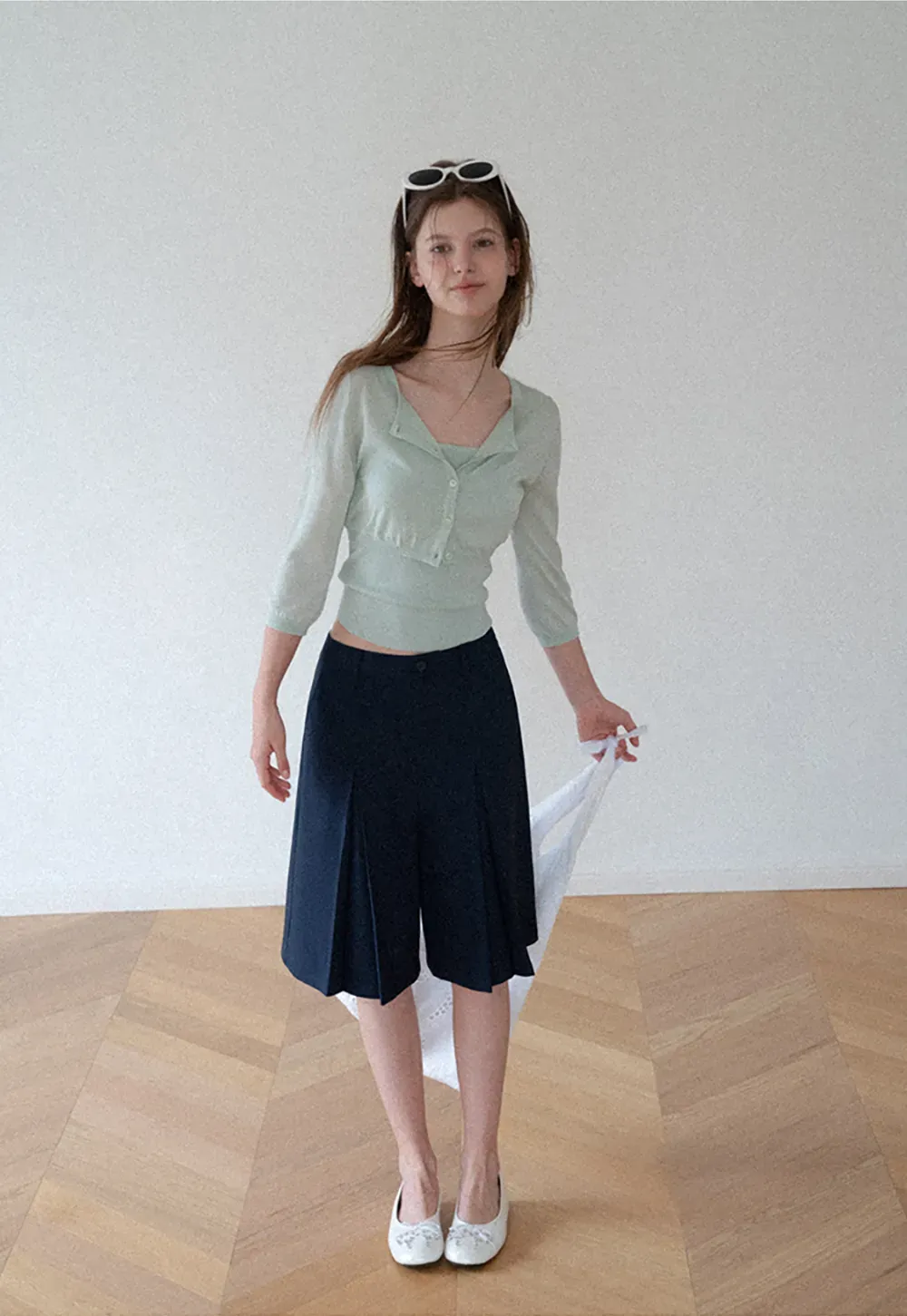 Pleated A-Line Midi Skirt