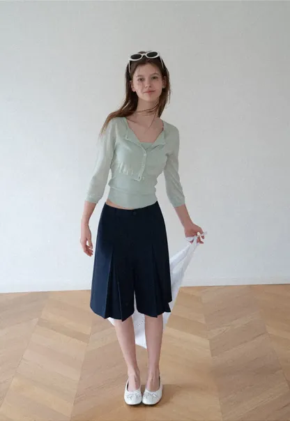 Pleated A-Line Midi Skirt