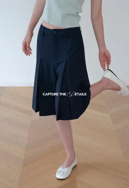 Pleated A-Line Midi Skirt