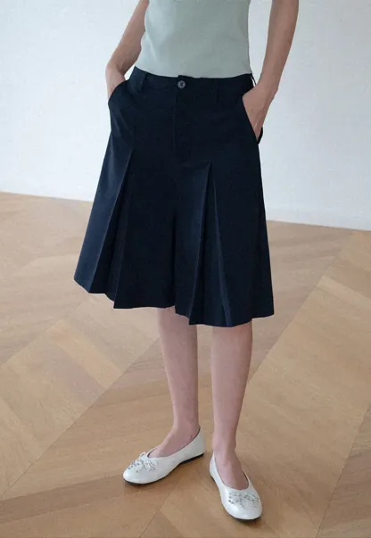 Pleated A-Line Midi Skirt