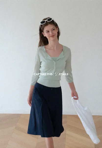 Pleated A-Line Midi Skirt