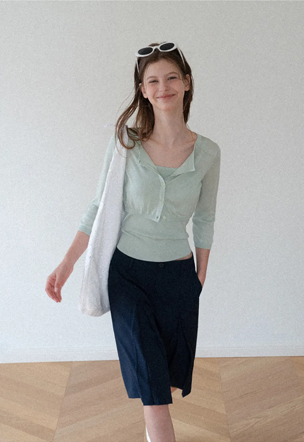 Pleated A-Line Midi Skirt