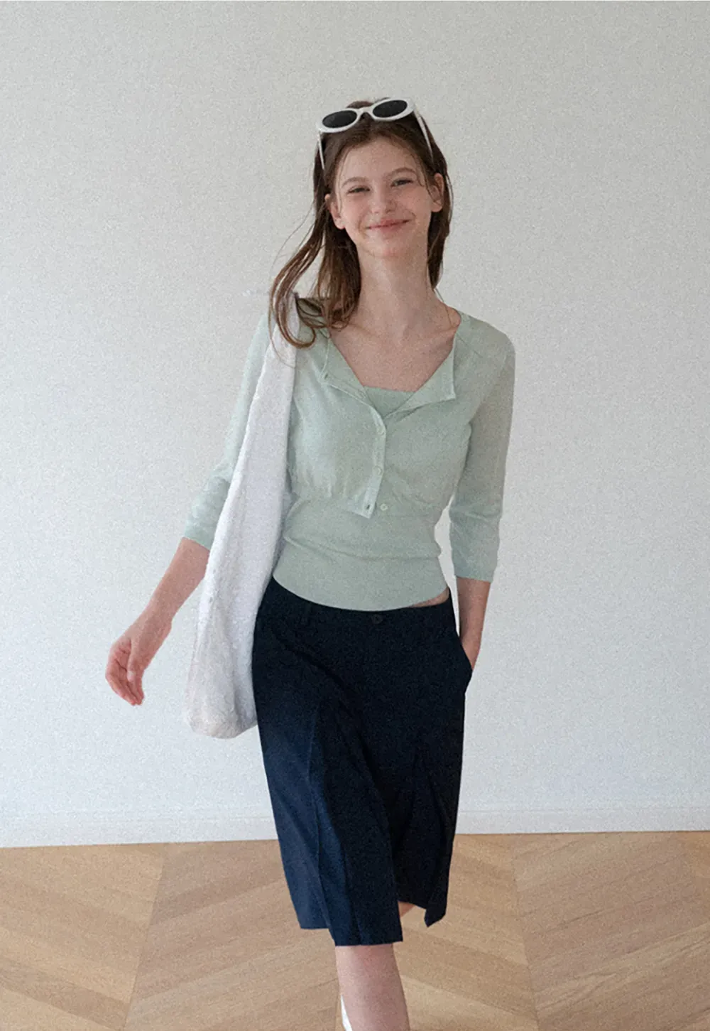 Pleated A-Line Midi Skirt