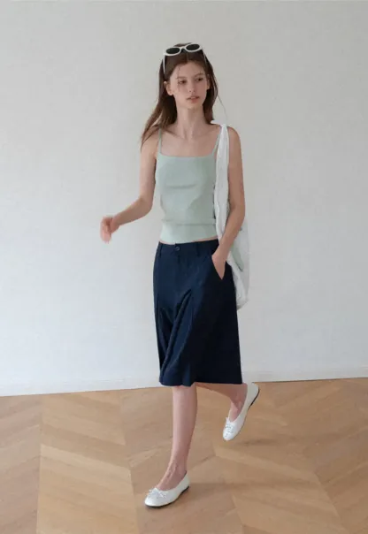 Pleated A-Line Midi Skirt
