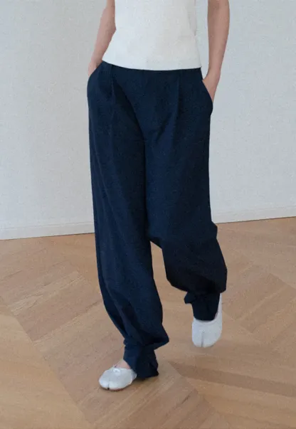 Wide Leg Pleated Casual Pants