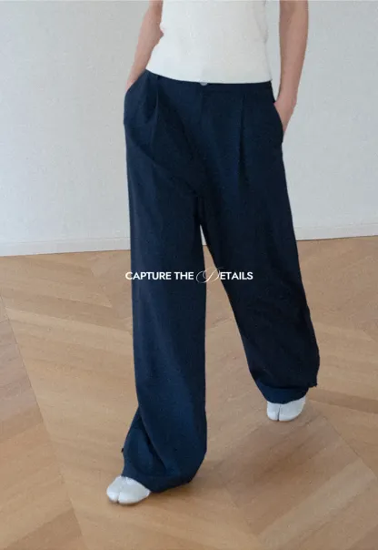 Wide Leg Pleated Casual Pants