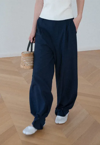 Wide Leg Pleated Casual Pants