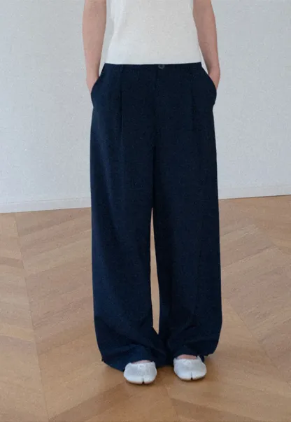 Wide Leg Pleated Casual Pants