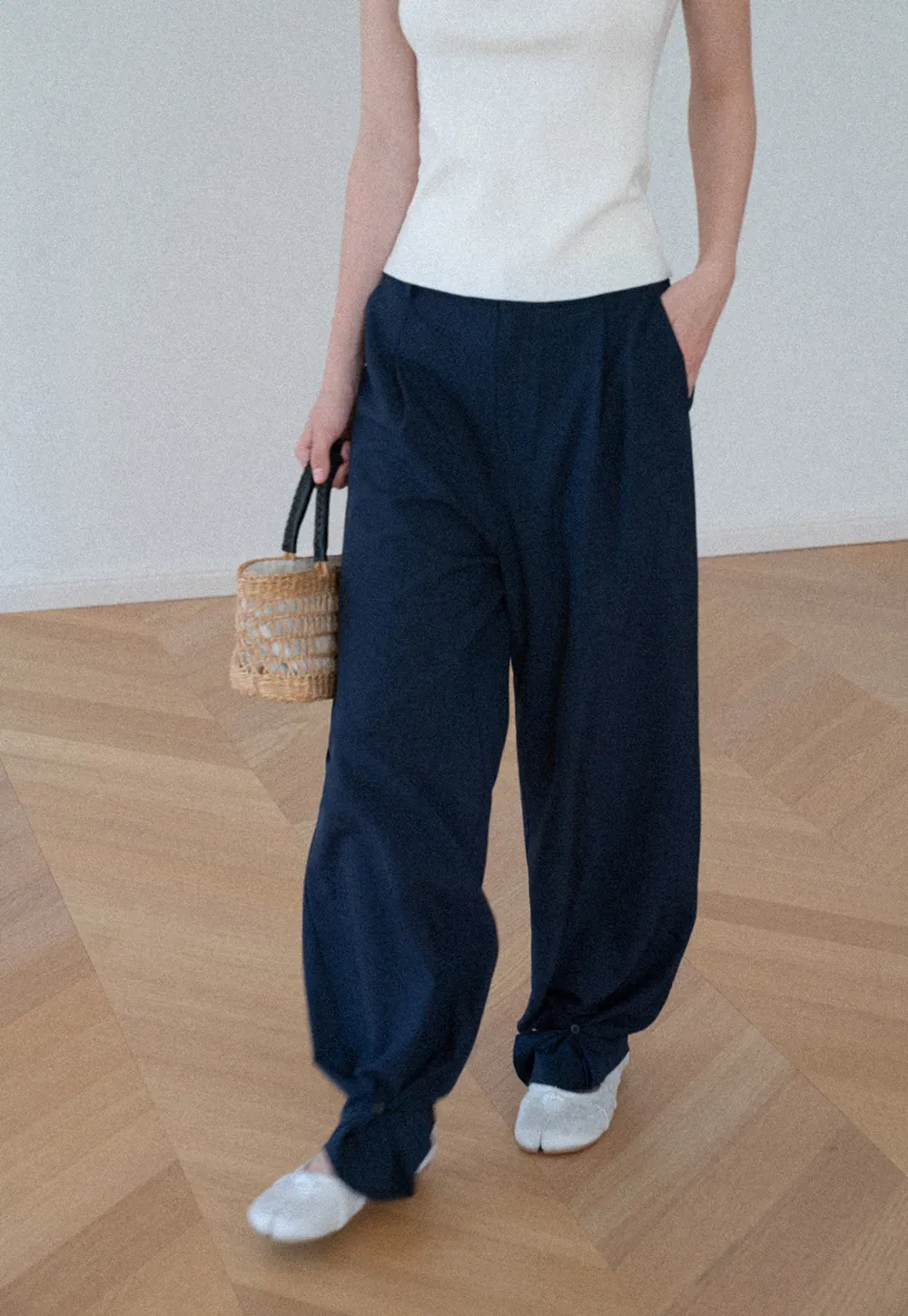 Wide Leg Pleated Casual Pants