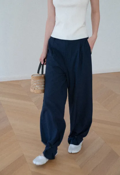 Wide Leg Pleated Casual Pants