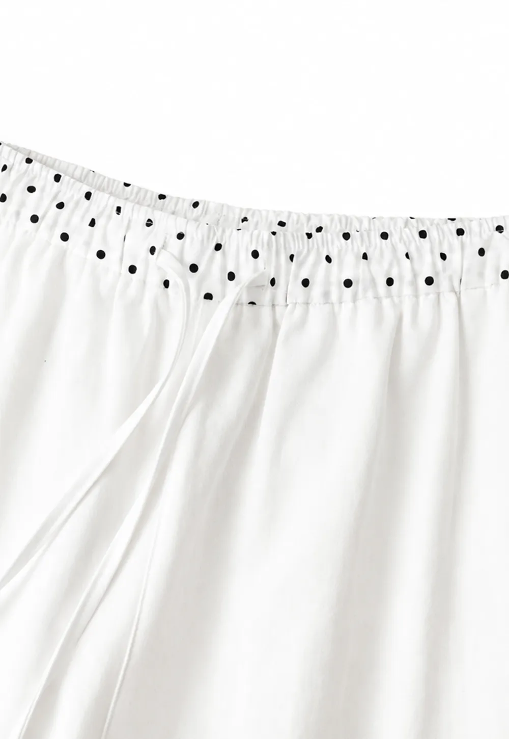 Elastic Waist with Polka Dot Trim Wide Leg Casual Pants