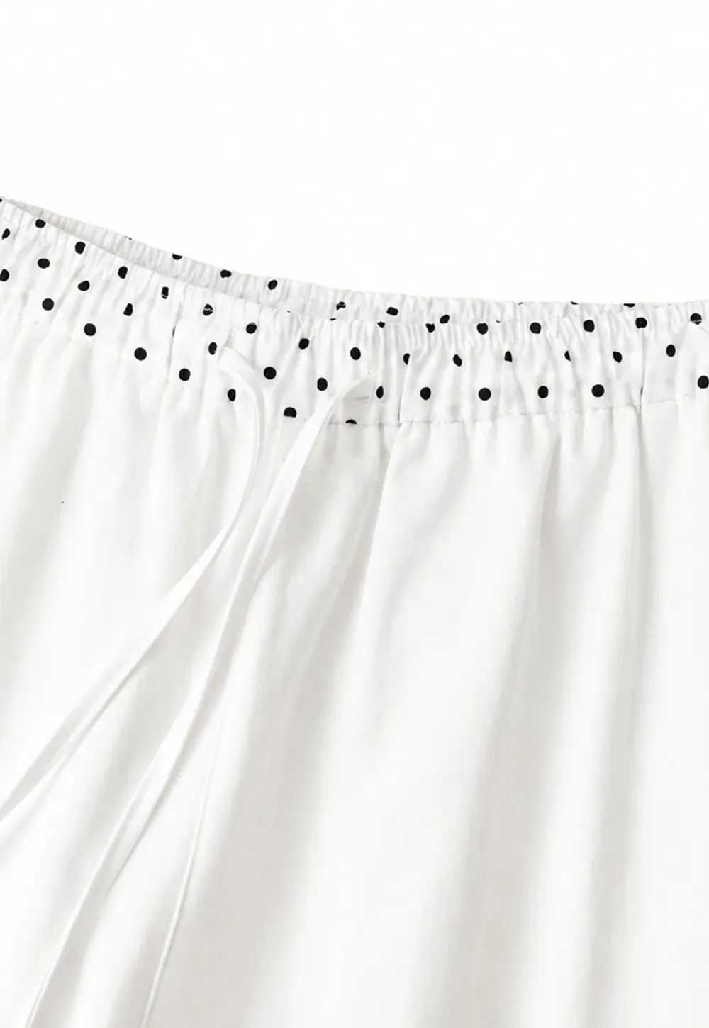 Elastic Waist with Polka Dot Trim Wide Leg Casual Pants
