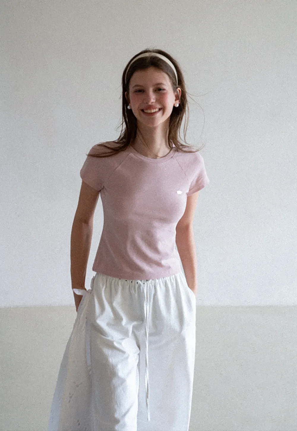 Elastic Waist with Polka Dot Trim Wide Leg Casual Pants