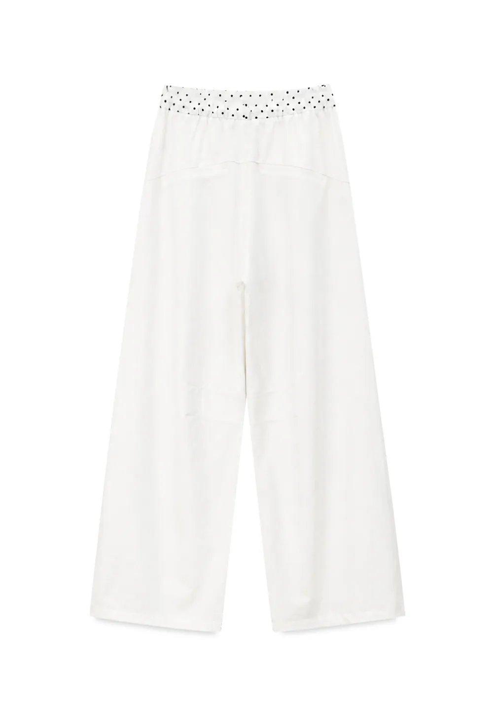 Elastic Waist with Polka Dot Trim Wide Leg Casual Pants