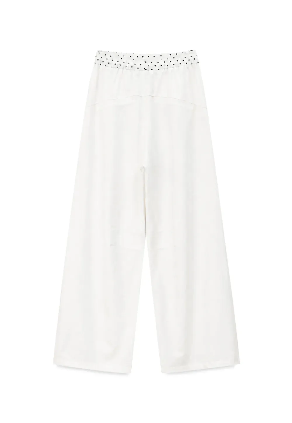 Elastic Waist with Polka Dot Trim Wide Leg Casual Pants