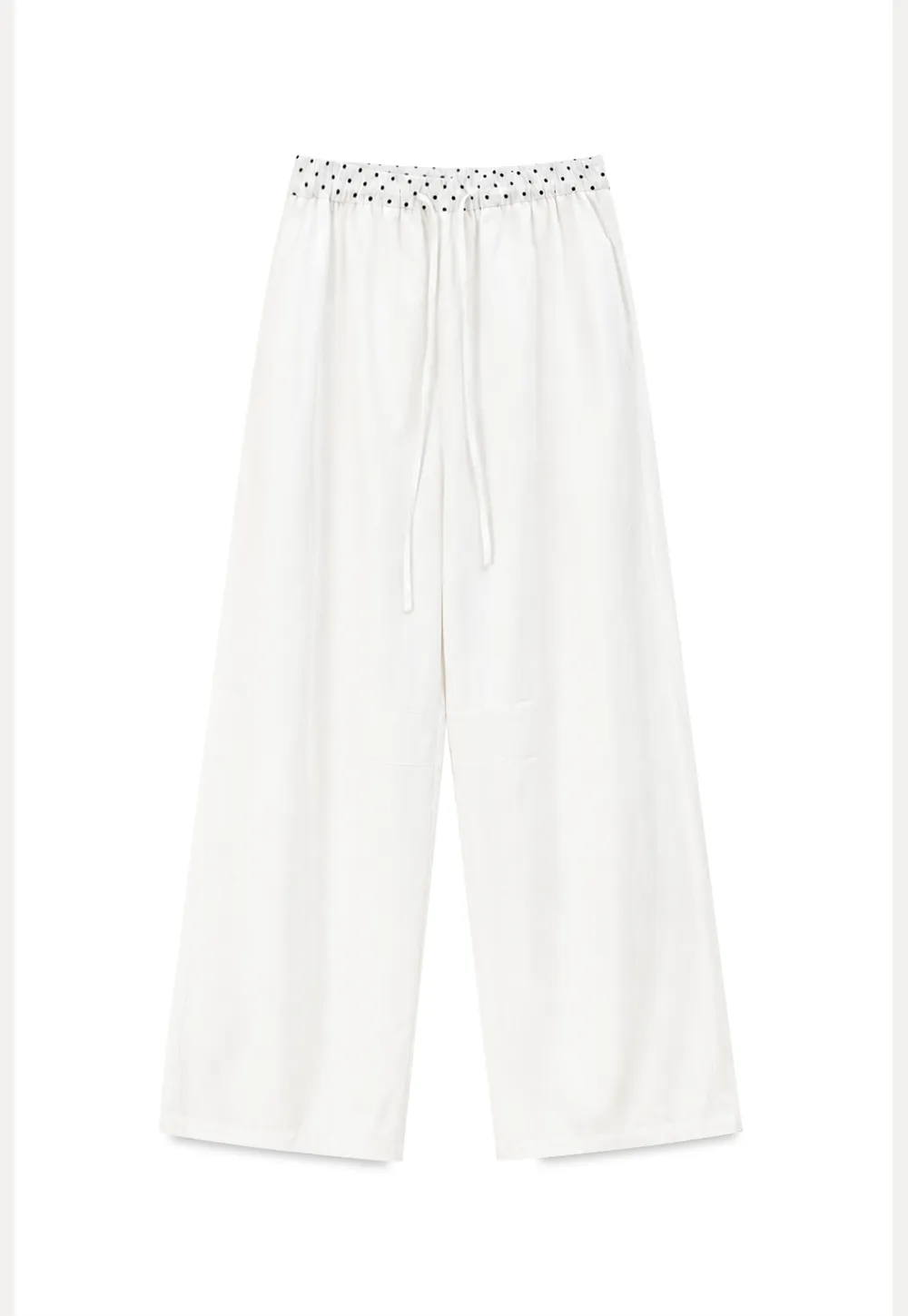 Elastic Waist with Polka Dot Trim Wide Leg Casual Pants