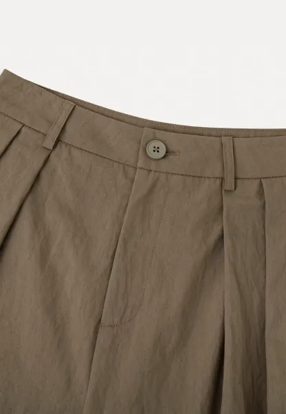 Pleated Wide Leg Cropped Casual Pants