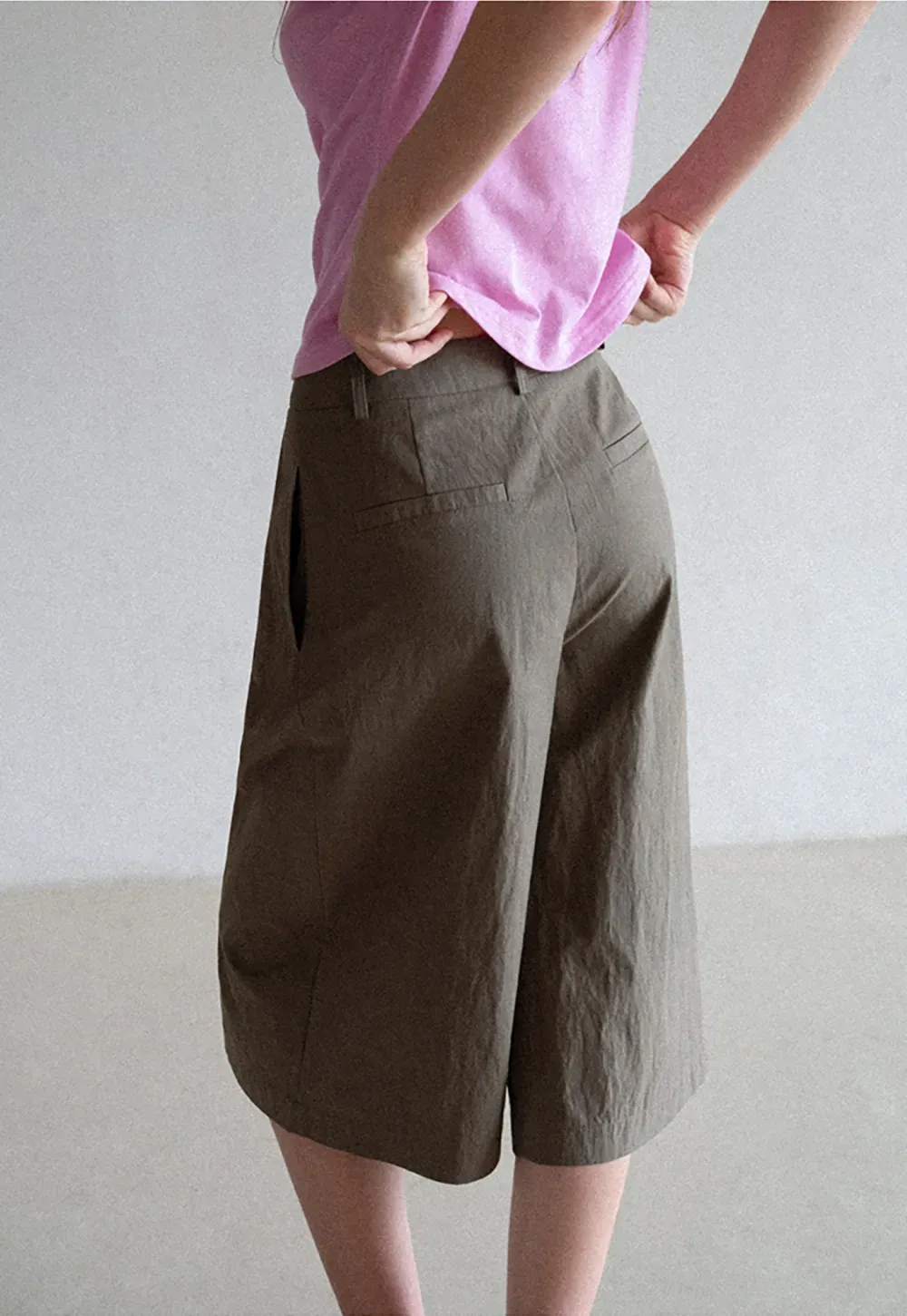 Pleated Wide Leg Cropped Casual Pants