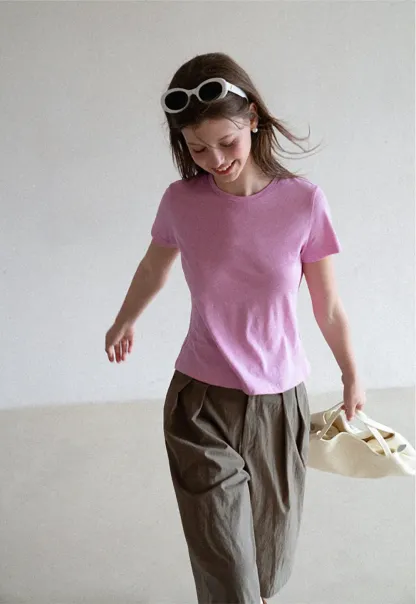 Pleated Wide Leg Cropped Casual Pants