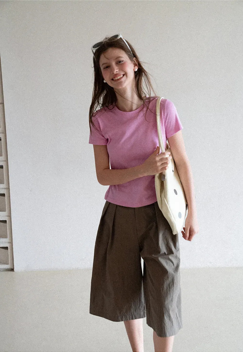 Pleated Wide Leg Cropped Casual Pants