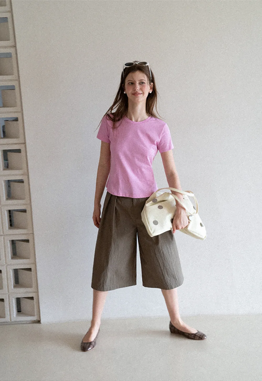 Pleated Wide Leg Cropped Casual Pants