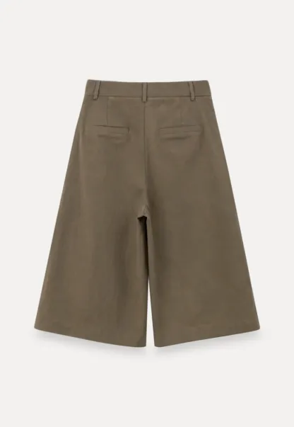 Pleated Wide Leg Cropped Casual Pants
