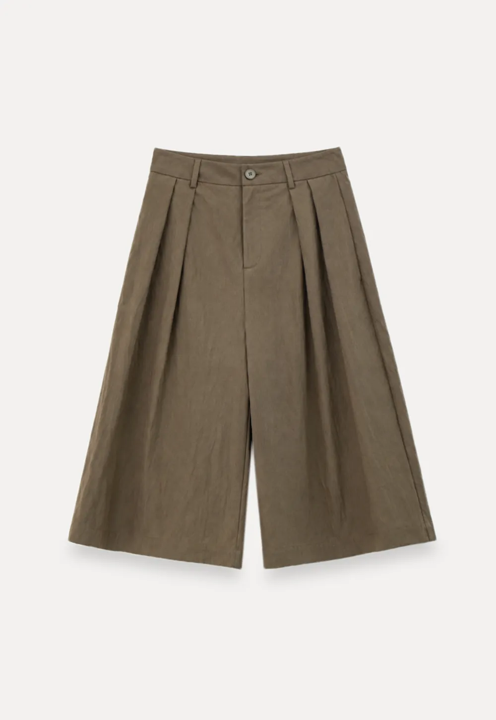 Pleated Wide Leg Cropped Casual Pants