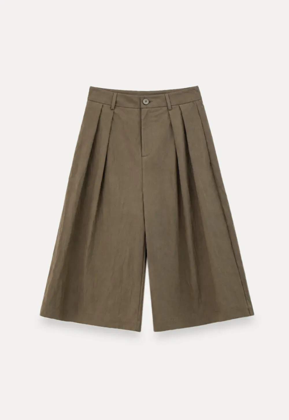 Pleated Wide Leg Cropped Casual Pants