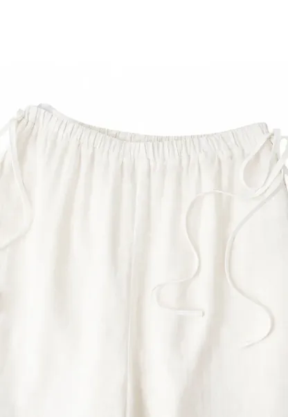 High Waist Drawstring Wide Leg Casual Pants