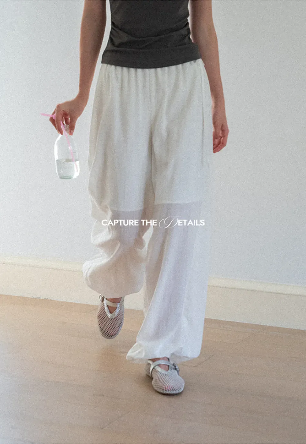 High Waist Drawstring Wide Leg Casual Pants