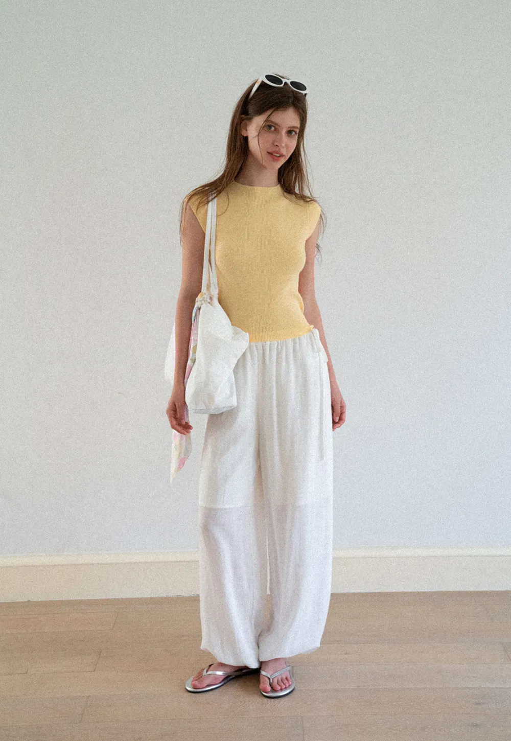 High Waist Drawstring Wide Leg Casual Pants