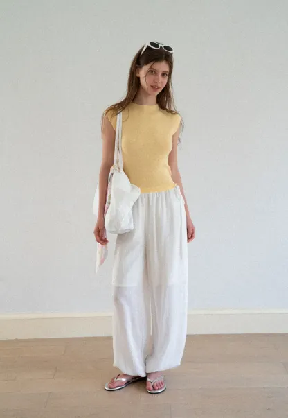 High Waist Drawstring Wide Leg Casual Pants