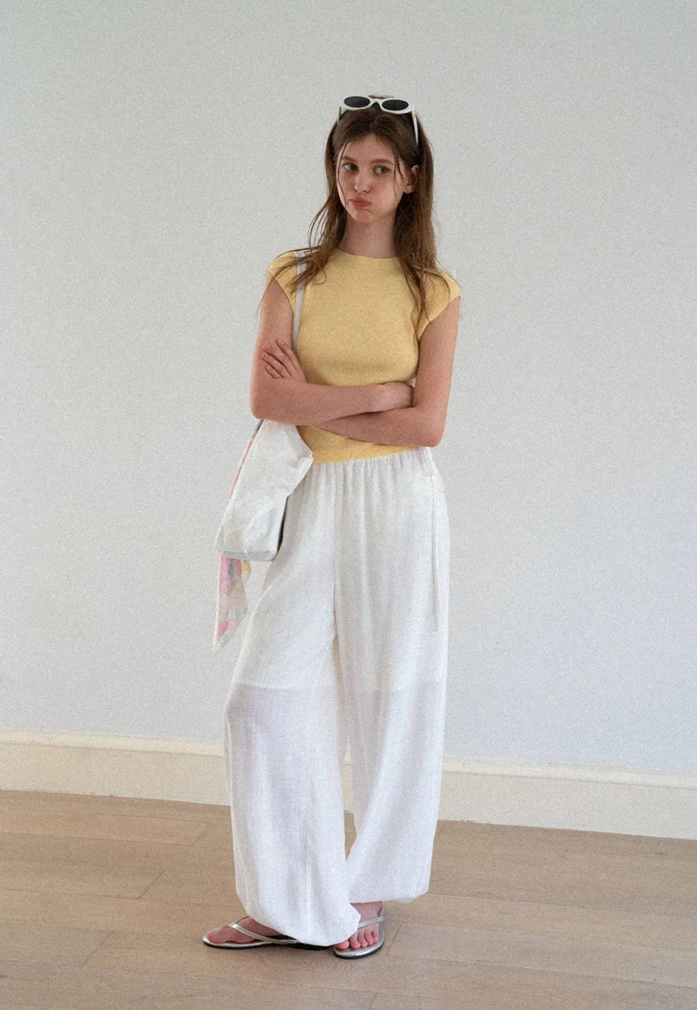High Waist Drawstring Wide Leg Casual Pants