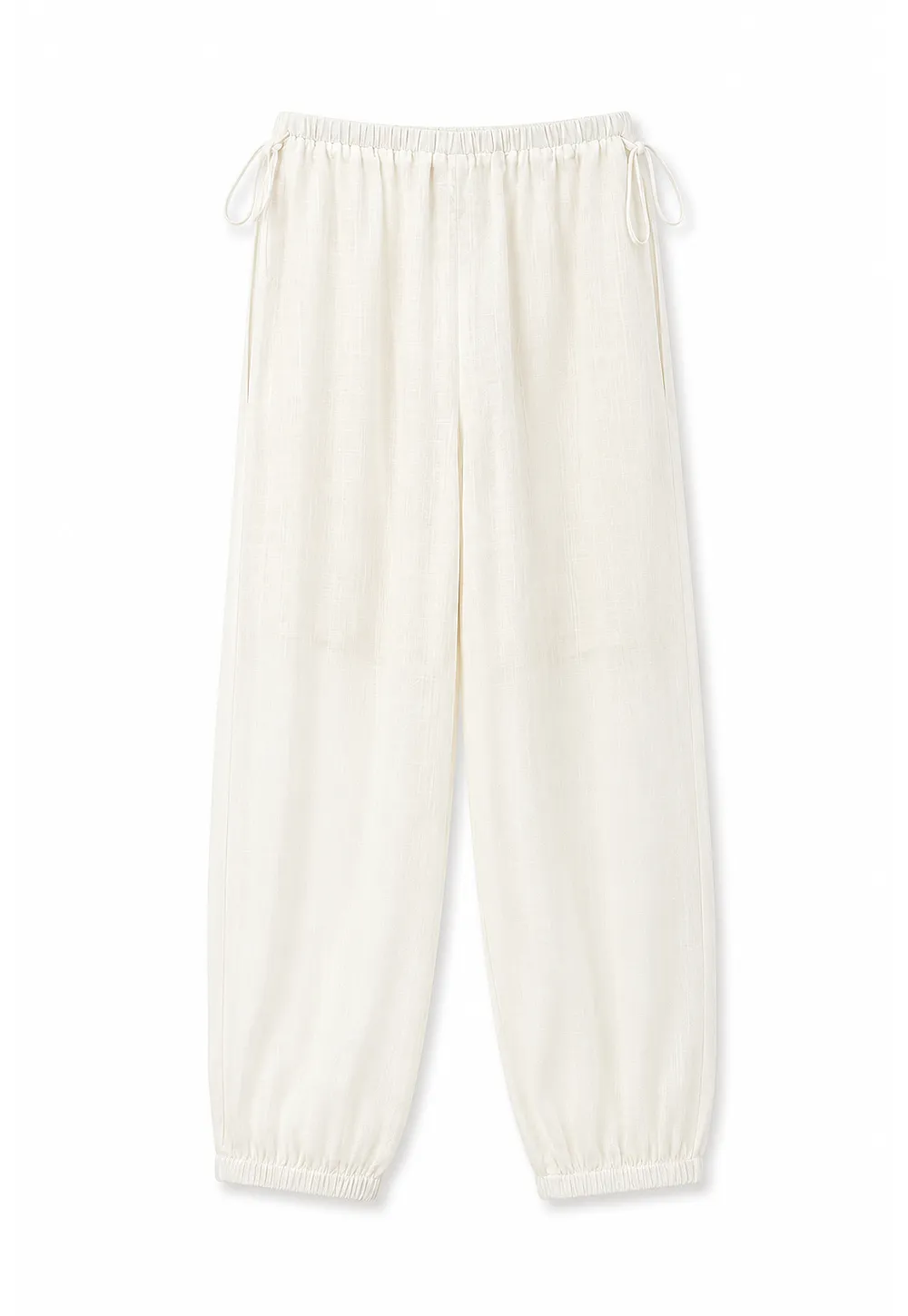High Waist Drawstring Wide Leg Casual Pants