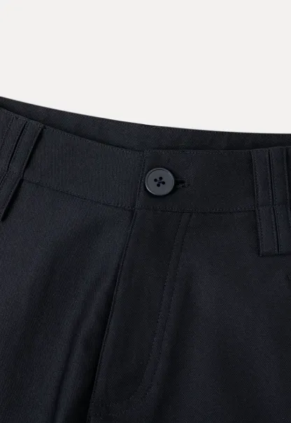 High Waist Structured Cotton Shorts