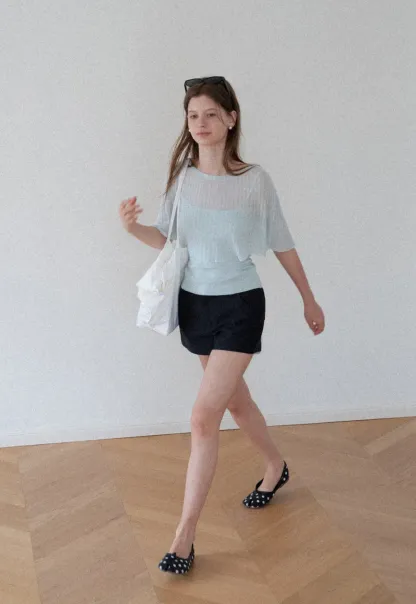High Waist Structured Cotton Shorts