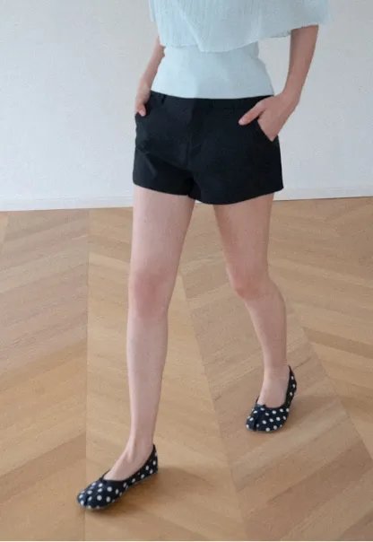 High Waist Structured Cotton Shorts