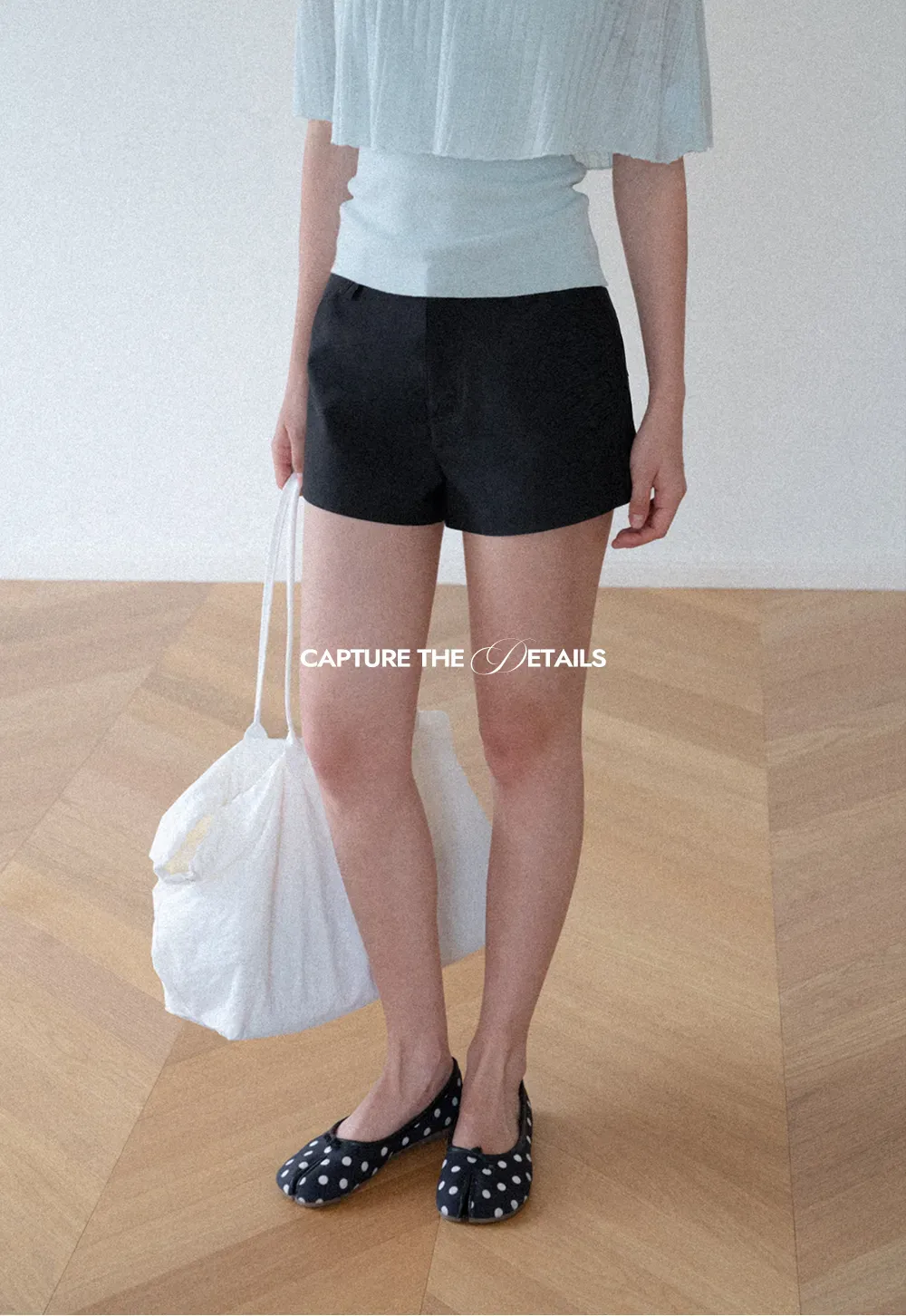 High Waist Structured Cotton Shorts