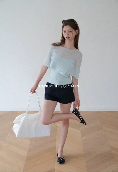 High Waist Structured Cotton Shorts