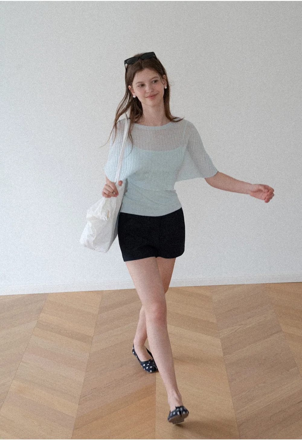 High Waist Structured Cotton Shorts