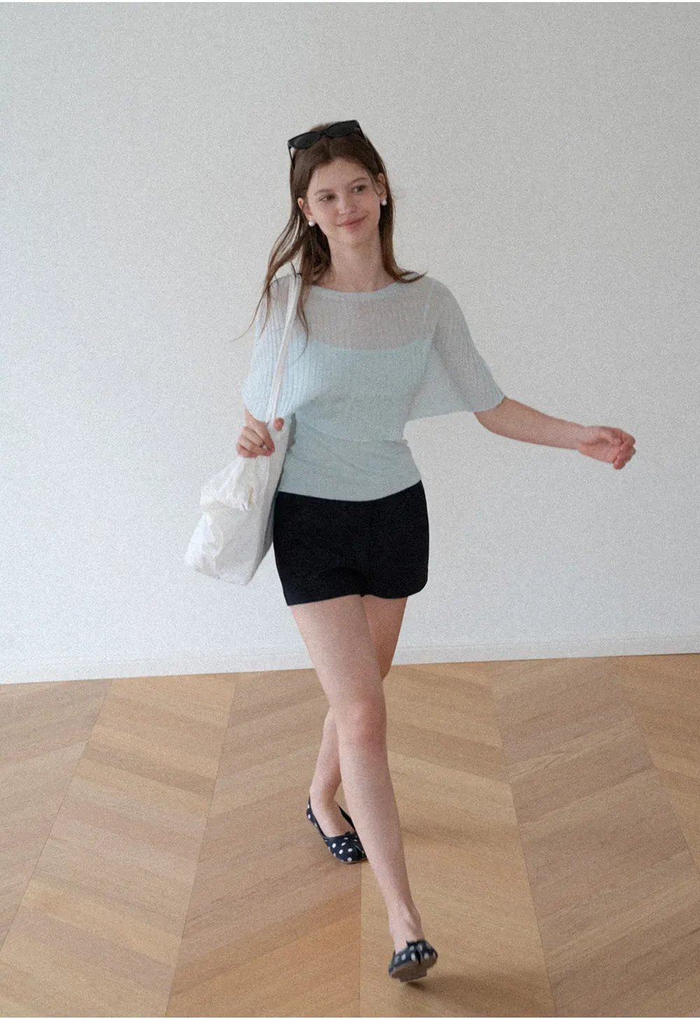 High Waist Structured Cotton Shorts
