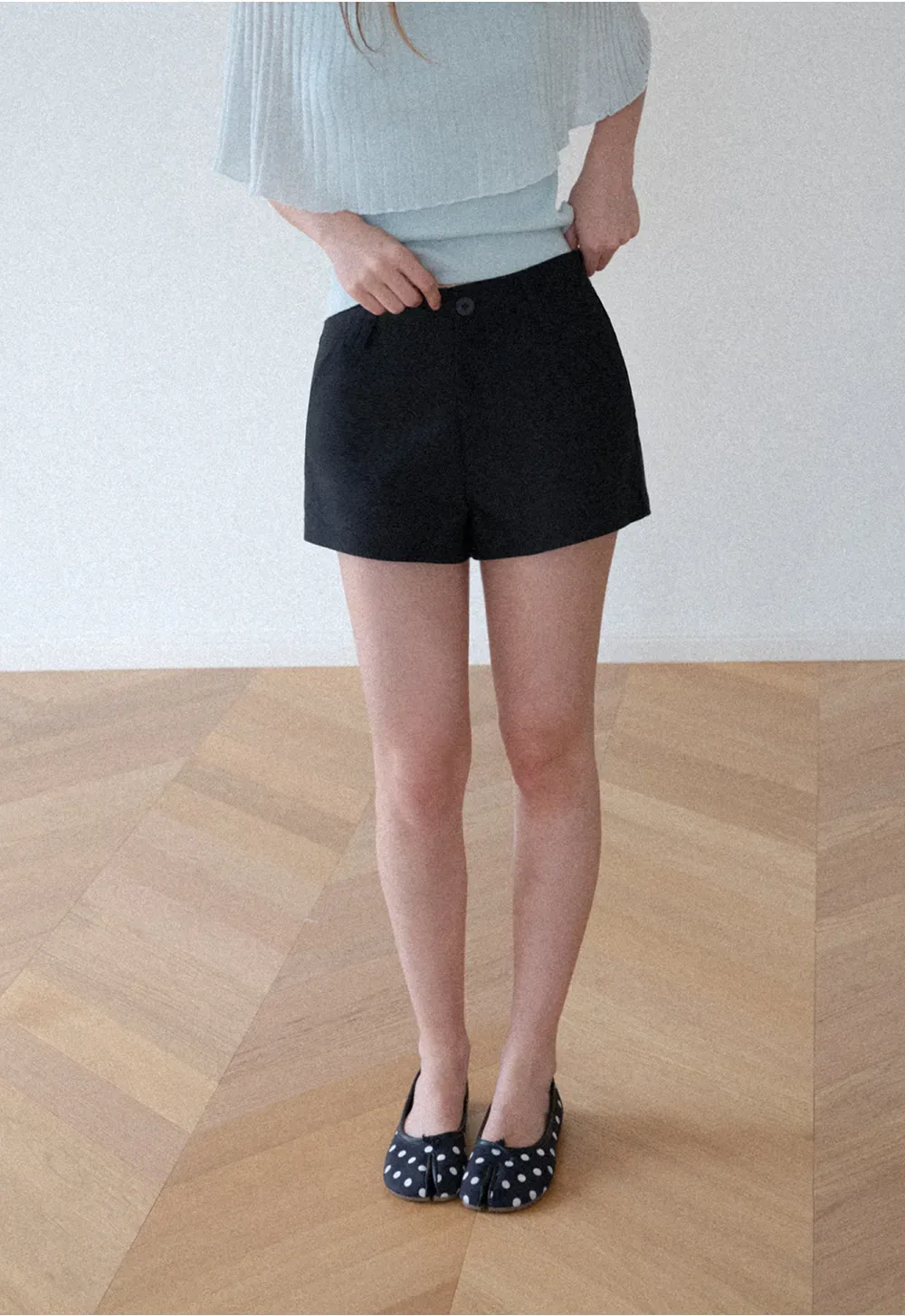High Waist Structured Cotton Shorts