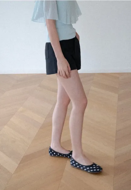 High Waist Structured Cotton Shorts