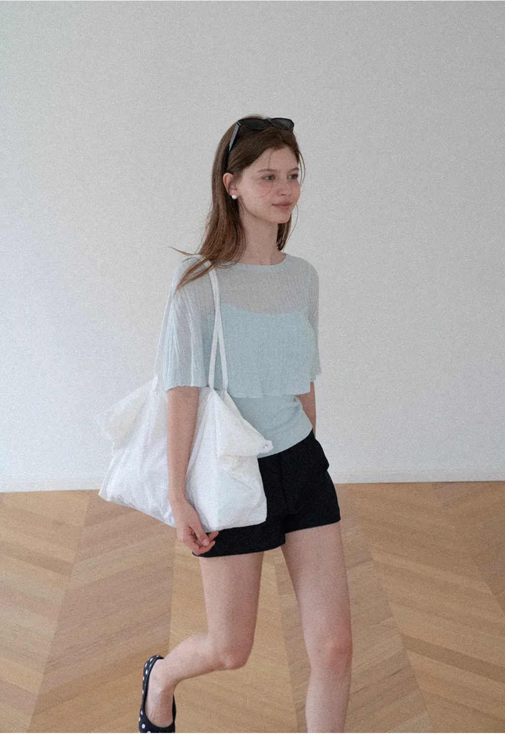 High Waist Structured Cotton Shorts