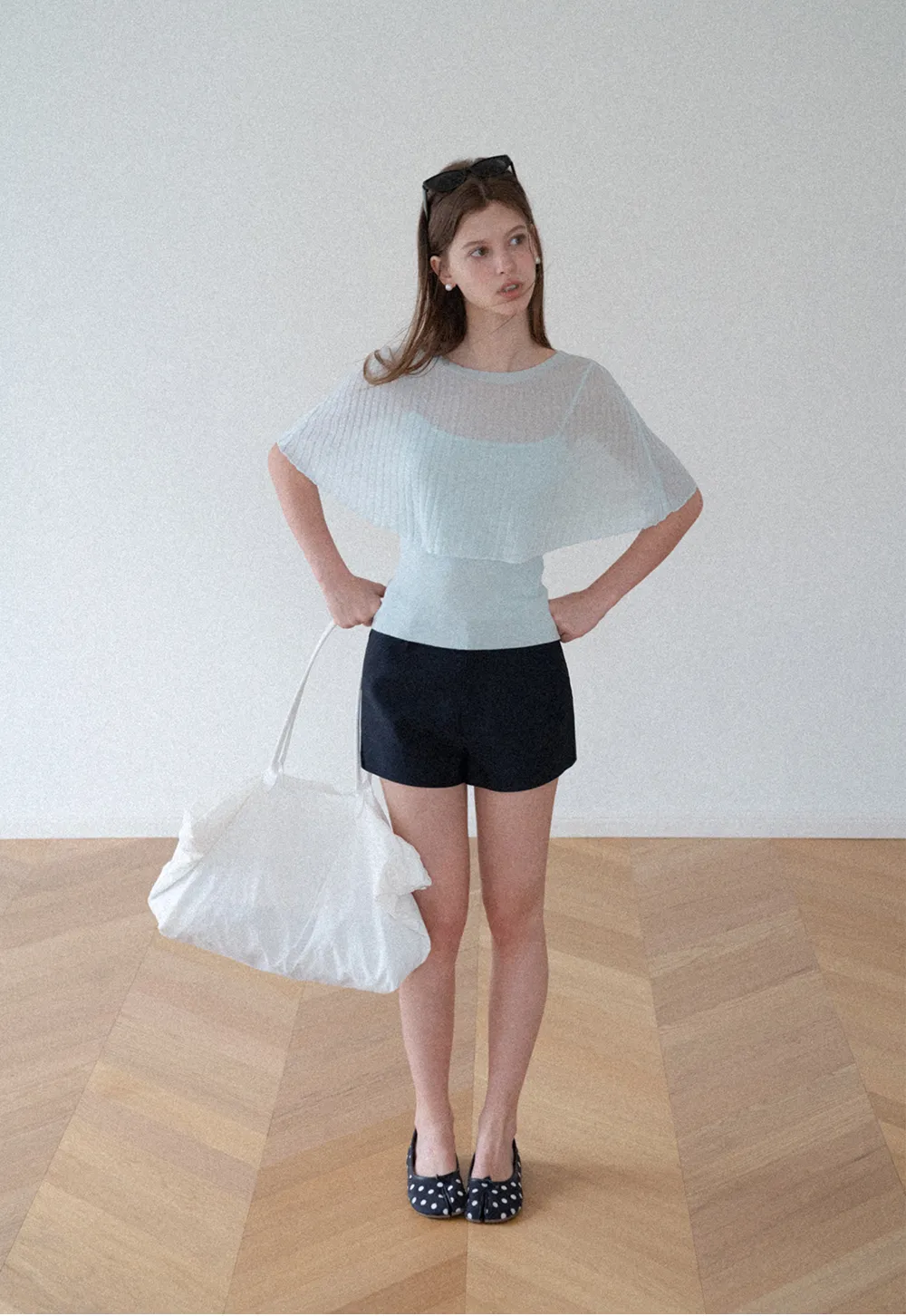 High Waist Structured Cotton Shorts