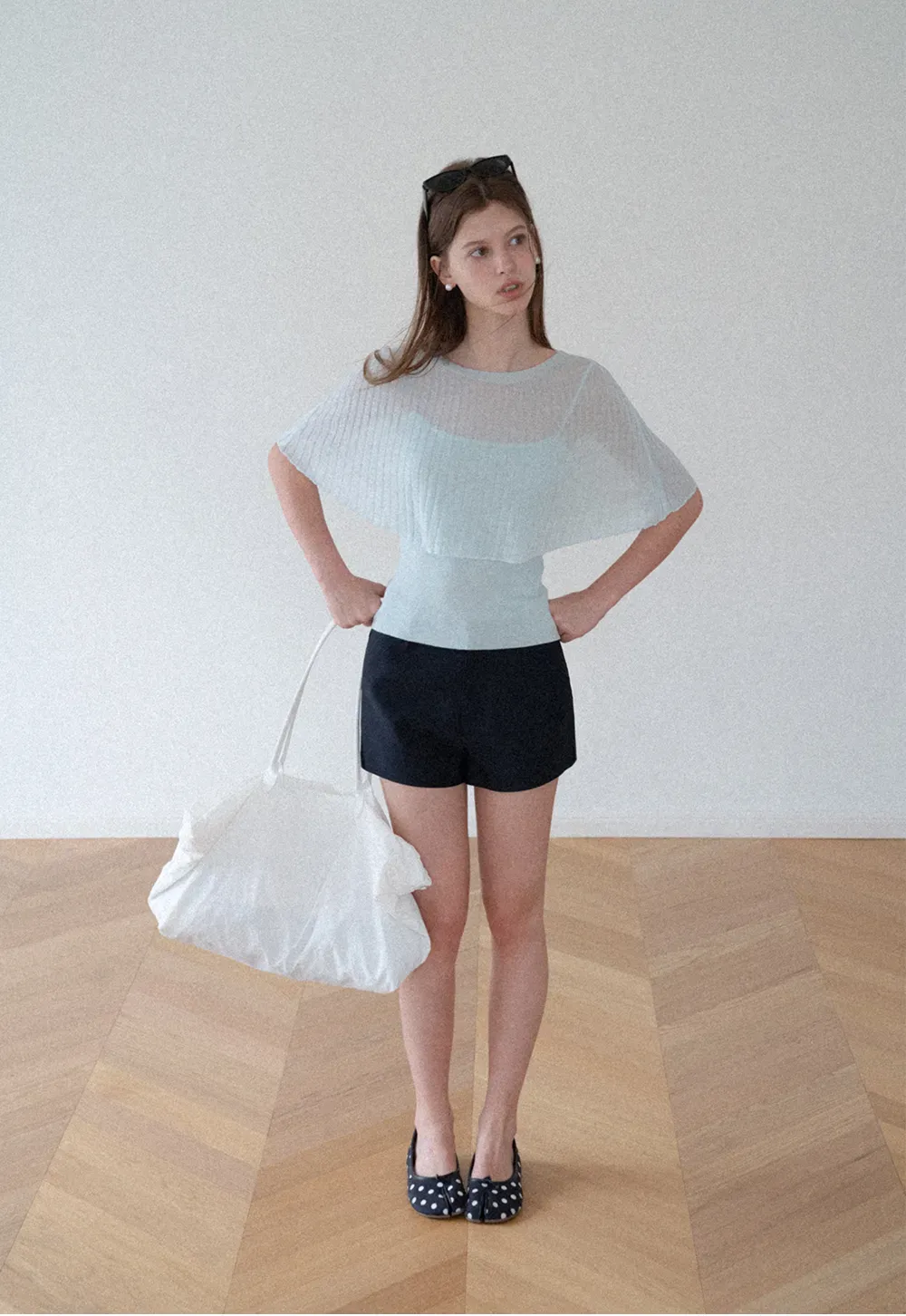 High Waist Structured Cotton Shorts