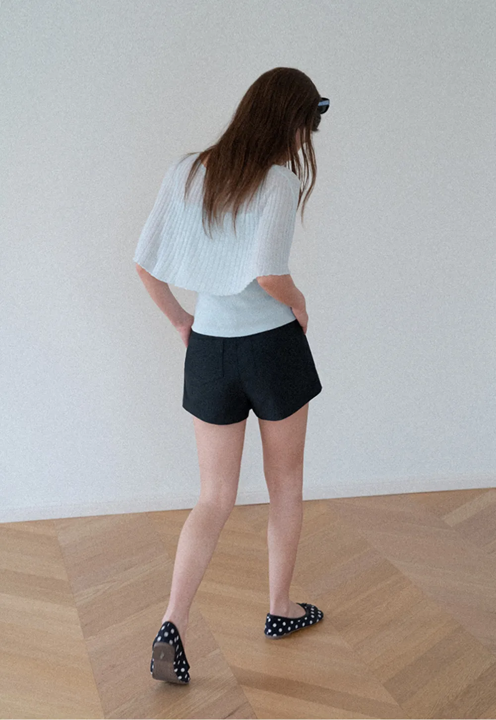 High Waist Structured Cotton Shorts
