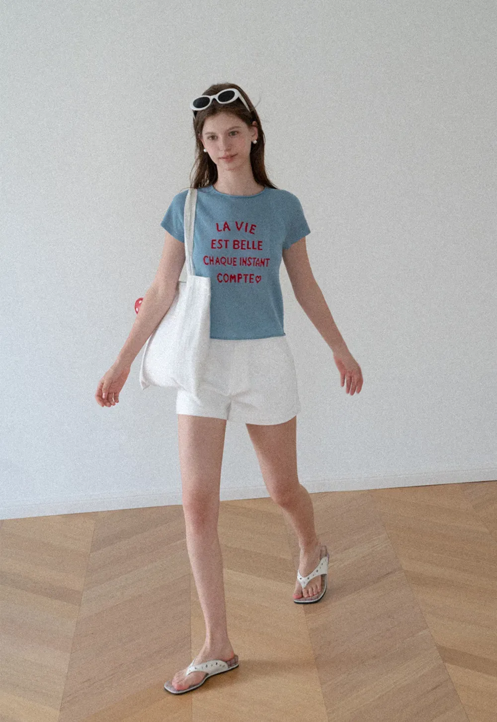 High Waist Structured Cotton Shorts